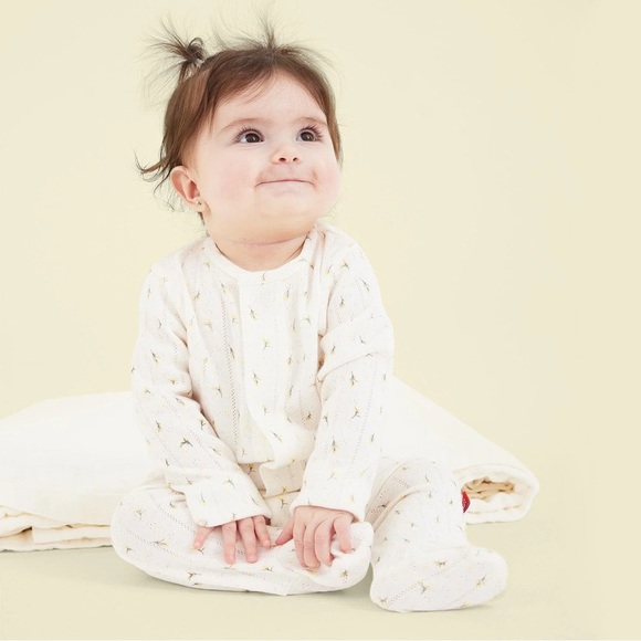 Magnetic Me floral organic cotton pointelle magnetic footie - Picture 1 of 4